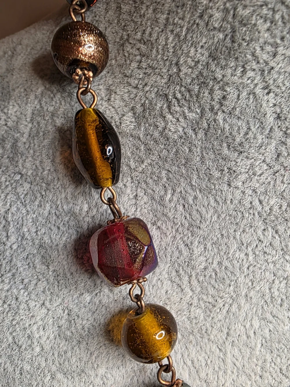 Boho Artisan Glass & Iridescent Tear Drop Y-Necklace